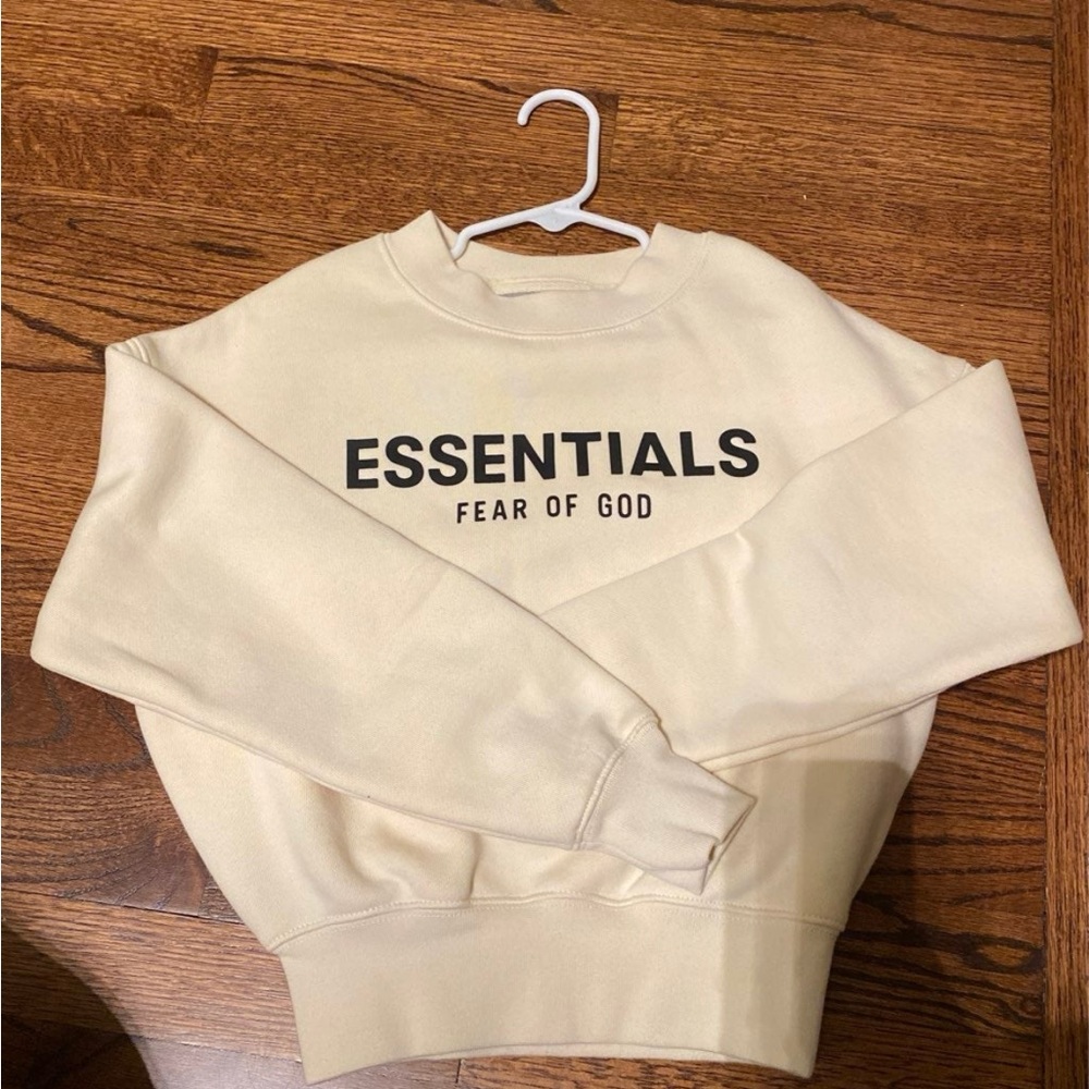 Essentials Cream Crewneck Sweater Soft Minimalist Design